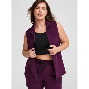NWT Torrid Happy Camper Micro Fleece Zip Vest - plum color